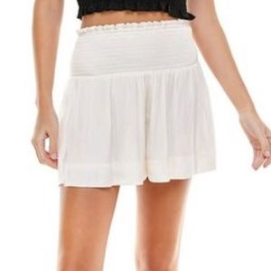 White TCEC smocked white shorts